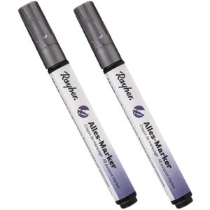 2x stuks zilveren marker stift met een dikke punt - Hobbystiften