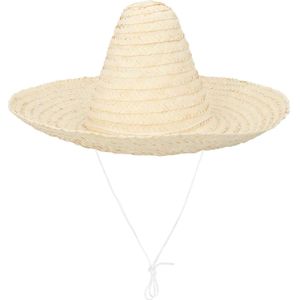 Carnaval verkleed Sombrero hoed Fiesta - naturel - volwassenen - polyester - Luxe uitvoering - Verkleedhoofddeksels