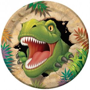 32x stuks Dinosaurus thema kinderfeestje bordjes 23 cm - Feestbordjes