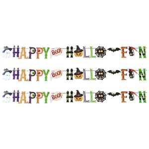 Horror/halloween letterslinger - 3x - Happy Halloween - papier - 250 cm - Feestartikelen/versiering - Feestslingers