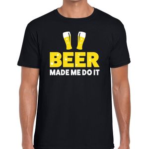 Beer made me do it fun t-shirt zwart voor heren - Feestshirts