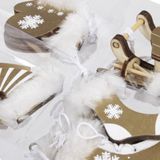 Kersthangers wintersport thema - 12x stuks - goud - hout - 5,5 cm - Kersthangers