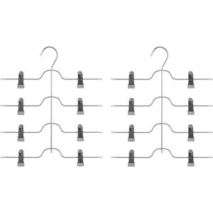 Set van 3x stuks metalen kledinghanger met clips voor 4 broeken 32 x 38 cm - Kledinghangers