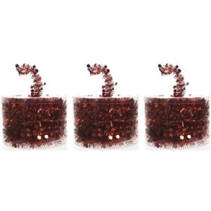 3x Extra lange rode folie slingers met sterren - Kerstslingers