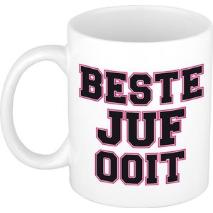 Beste juf ooit mok / beker wit - verjaardag / bedankt cadeau juffrouw - juffendag