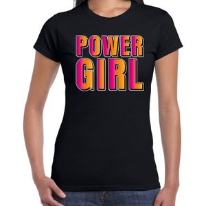 Powergirl fun tekst t-shirt zwart dames - Feestshirts