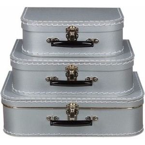 Zilver vintage koffertje 30 cm - Kinderkoffers