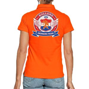 Holland Drinking Team poloshirt oranje voor dames - Feestshirts