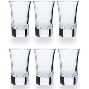 Cosy&Trendy 6x Shotglazen/borrelglaasjes - 35 ml - 4,4 x 6,5 cm - Glas