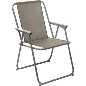 Atmosphera camping/strand stoel - aluminium - inklapbaar - taupe - L52 x B55 x H75 cm - Campingstoelen
