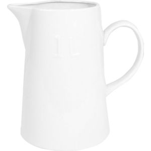 Stevige witte porseleinen schenkkan/waterkan 1 liter 18 cm - 8830