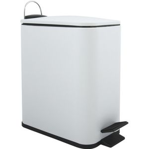 Spirella Pedaalemmer Paris - wit - 5 liter - metaal - L28 x B14 x H29 cm - soft-close - toilet/badkamer