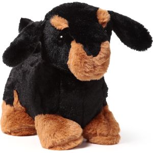 Puckator Deurstopper Teckel hond - 1.2 kg - zwart/bruin - knuffeldier - H22 cm - deurstop - Deurstoppers