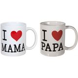 Cadeau koffie mokken voor papa en mama set - Bekers
