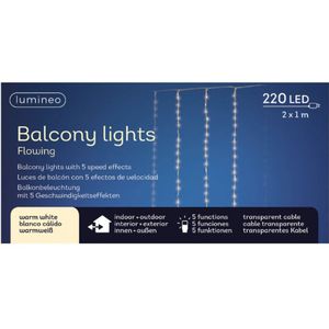 Balkonverlichting warm wit 220 lampjes - Kerstverlichting lichtgordijn
