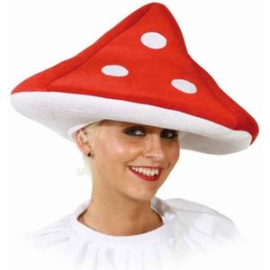 Carnaval verkleed hoed - Paddenstoel - Rood - foute party/kabouter thema - Verkleedhoofddeksels