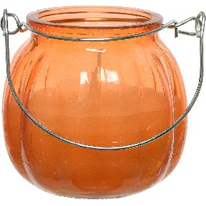 Decoris Citronella kaars - glas - oranje - 15 branduren - D8 x H8 cm