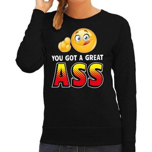 Funny emoticon sweater You got a great ASS zwart dames - Feesttruien