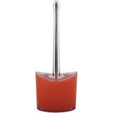 MSV Toiletborstel in houder/wc- 2x -borstel Aveiro - PS kunststof/rvs - rood/zilver - 37 x 14 cm