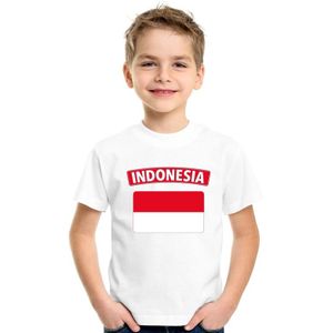 T-shirt wit Indonesie vlag wit jongens en meisjes - Feestshirts