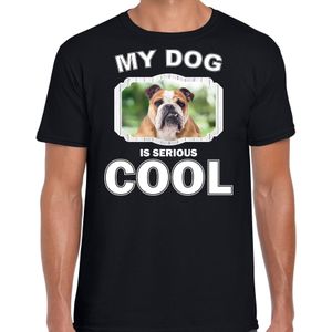Britse bulldog honden t-shirt my dog is serious cool zwart voor heren - T-shirts