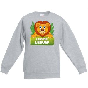 Dieren trui grijs met Leo de leeuw voor kinderen - Sweaters kinderen