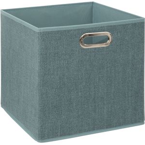 5Five Opbergmand/kastmand 29 liter ijsblauw linnen 31 x 31 x 31 cm - Vakkenkast manden