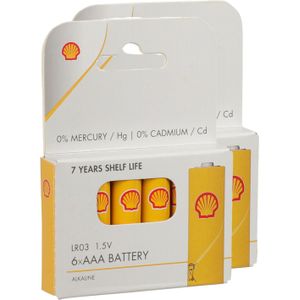 Shell Batterijen - AAA type - 12x stuks - Alkaline - Minipenlites AAA batterijen