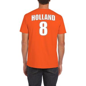 Oranje supporter t-shirt met rugnummer 8 - Holland / Nederland fan shirt voor heren S