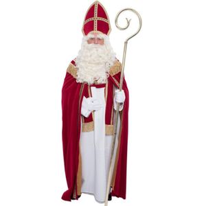 Sinterklaas kostuum luxe katoenfluweel met mijter voor volwassenen - Carnavalskostuums