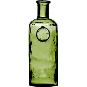 Natural Living Bloemenvaas Olive Bottle - Smaragd groen transparant - glas - D13 x H35 cm - Fles vazen