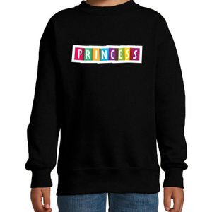 Princess fun tekst sweater zwart kids - Feesttruien