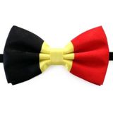 5x Carnaval/feest vlinderstrik/vlinderdas zwart/geel/rood 12 cm verkleedaccessoire voor volwassenen - Verkleedstrikjes