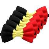 5x Carnaval/feest vlinderstrik/vlinderdas zwart/geel/rood 12 cm verkleedaccessoire voor volwassenen - Verkleedstrikjes