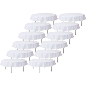 12x Bruiloft witte ronde tafelkleden/tafellakens 240 cm non woven polypropyleen - Feesttafelkleden