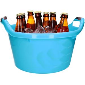 Bierflessen emmer/teil - 17 liter - blauw - kunststof - 45 x 27 cm - Veel flessen bier koelen - biertrays