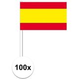 100x Spaanse fan/supporter vlaggetjes op stok - Vlaggen