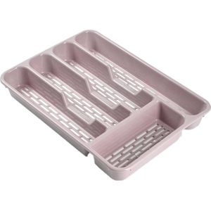 Bestekbak/bestekhouders 5-vaks roze - 33 x 24 x 4 cm - Keuken opberg accessoires