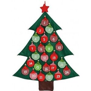 Kerstboom adventskalender vilt kerstversiering 95 cm - Hangdecoratie