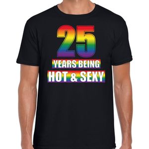 Hot en sexy 25 jaar verjaardag cadeau t-shirt zwart voor heren - Gay/ LHBT kleding / outfit - Feestshirts
