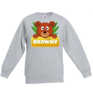 Dieren trui grijs Browny de beer voor kinderen - Sweaters kinderen