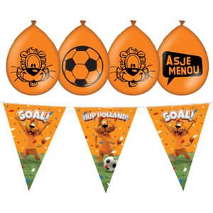 Loeki EK/WK versier pakket - 2x vlaggenlijn 10m - 16x ballonnen - oranje - Vlaggenlijnen
