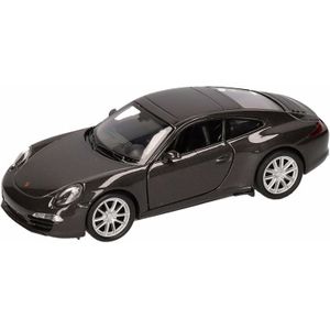 Speelgoed antraciet grijze Porsche 911 Carrera S auto 1:36 - Speelgoed auto's