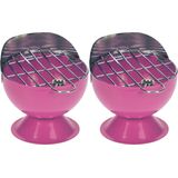 Set van 2x stuks asbak als BBQ vorm metaal 12 cm roze voor binnen/buiten - Asbakken