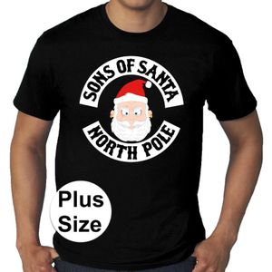 Plus size zwart fout kerst t-shirt  Sons of Santa North Pole voor heren - kerst t-shirts