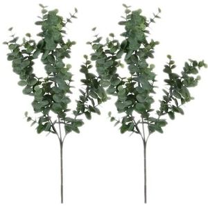 2x Eucalyptus kunsttakken grijs/groen 65 cm - Kunstplanten