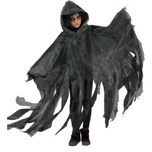 Funny Fashion Halloween verkleed cape/gewaad met kap - Spook/geest - Grijs - Voor kinderen - Carnavalskostuums