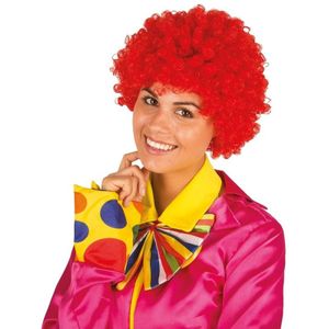 Clownspruik met rode krulletjes verkleed accessoire - Verkleedpruiken