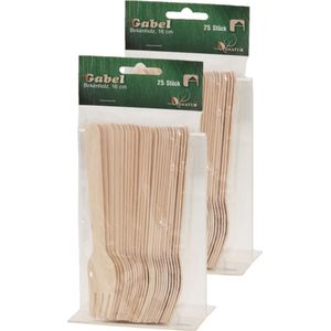 50x houten wegwerp vorken bestek 16 cm bio/eco - Feestbestek