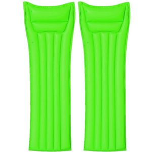 Set van 2x stuks bestway basic opblaasbaar luchtbed groen 183 cm volwassenen - Luchtbed (zwembad)